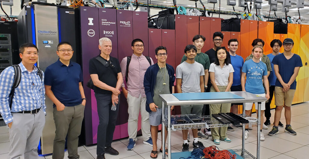 Students and Mentors touring National Petascale Computing Facility at NCSA Delta Supercomputer